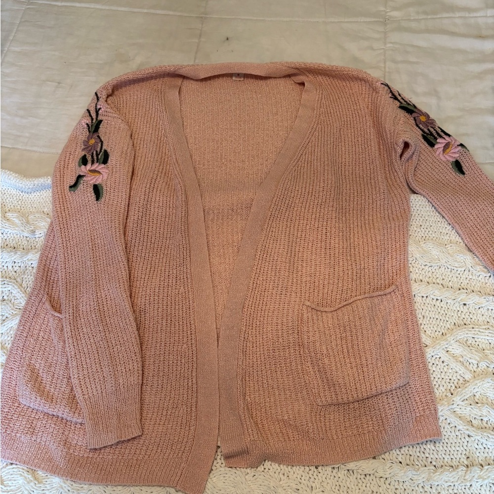 Mossimo Supply Co. Blush Cardigan with Floral Embroidery
